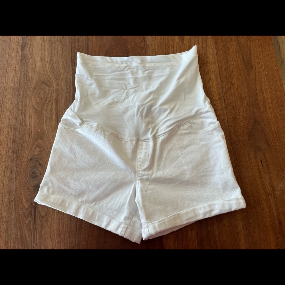 White maternity shorts